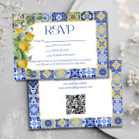 Elegant Gold Frame Italian Blue Tile Lemon Wedding