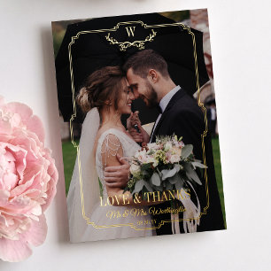 Elegant Gold Frame Monogram Wedding Photo