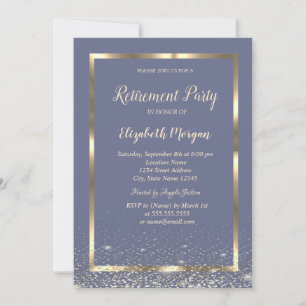 Elegant Gold Frame Pastel Violet Retirement Invitation