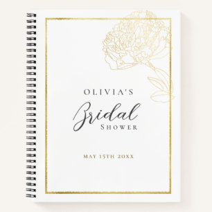 Elegant Gold Frame Peony Bridal Shower Gift List Notebook