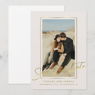 Elegant Gold Frame Photo Wedding  Save The Date