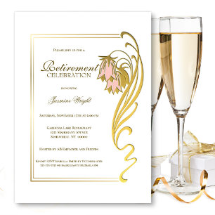 Elegant Gold Frame Retirement Celebration Invitation