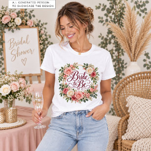 Elegant Gold Frame Roses Bride to Be Bridal Shower T-Shirt