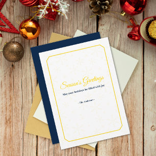 Elegant Gold Frame Snowflake Season’s Greetings Holiday Card