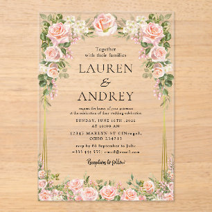 Elegant Gold Frame Wedding  Acrylic Invitations