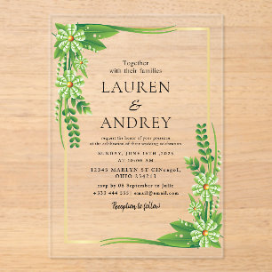 Elegant Gold Frame Wedding Acrylic Invitations