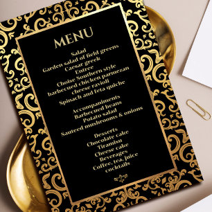 Elegant gold Frame Wedding Dinner Menu  Invitation