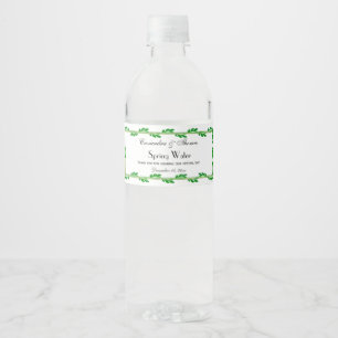 Elegant Gold Frame With Green Leaves DIY BG Water Bottle Label