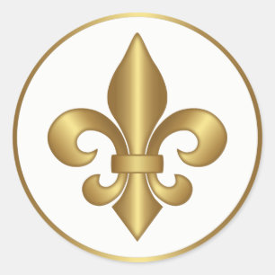 Elegant Gold French Fleur de Lis Symbol Classic Ro Round Sticker