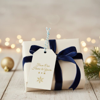 Elegant Gold "From Our Home to Yours" DIY Holiday  Gift Tags