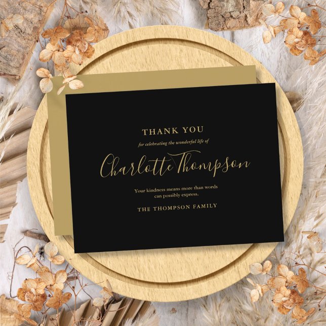 Elegant Gold Funeral Memorial Thank You Card (Elegant Gold Funeral Memorial Thank You Card)