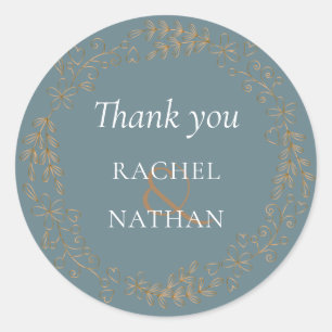 Elegant Gold Garland Thank You Classic Round Sticker