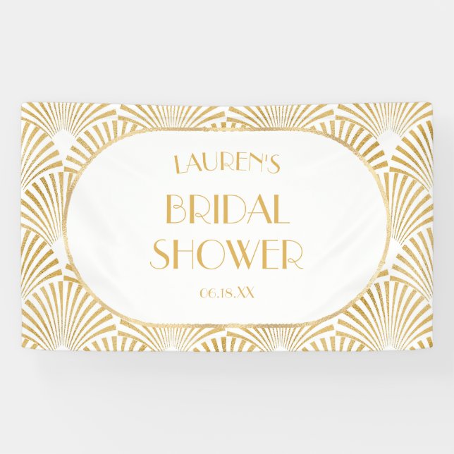 Elegant Gold Geometric Art Deco Bridal Shower Banner (Horizontal)