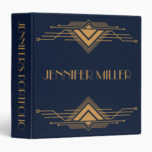 Elegant gold geometric Art Deco design Binder