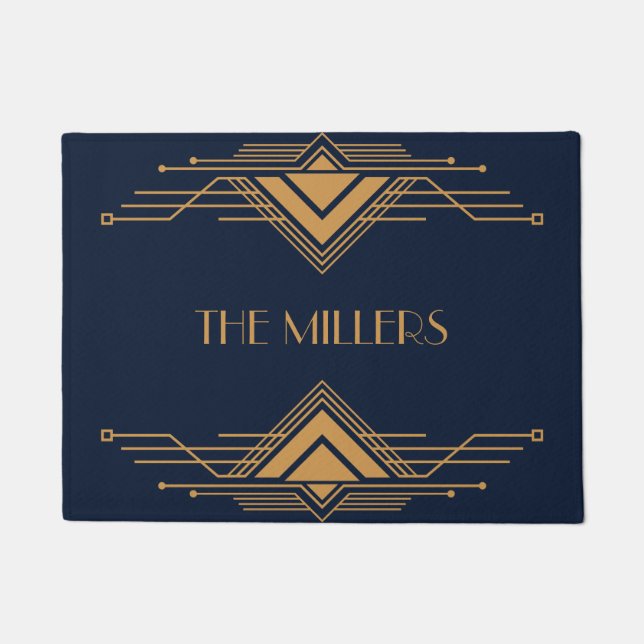 Elegant gold geometric Art Deco design Doormat (Front)