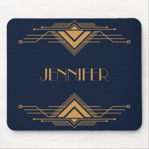 Elegant gold geometric Art Deco design Mouse Pad