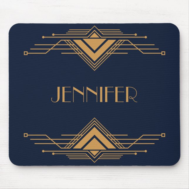Elegant gold geometric Art Deco design Mouse Pad (Front)