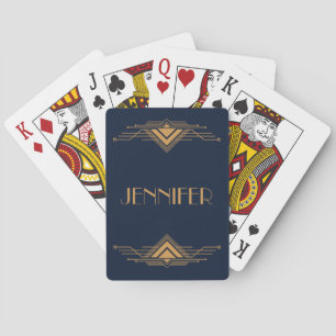 Elegant gold geometric Art Deco design Playing Cards