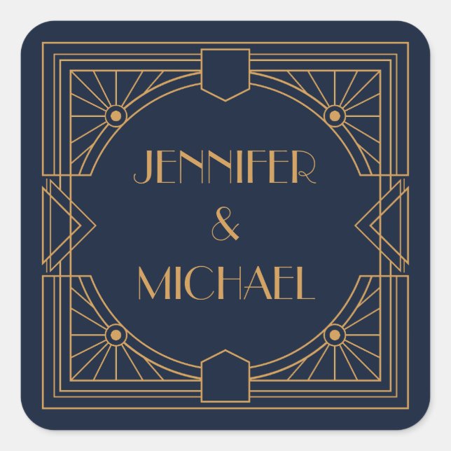 Elegant gold geometric Art Deco design  Square Sticker (Front)