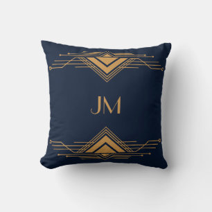 Elegant gold geometric Art Deco design Throw Pillow