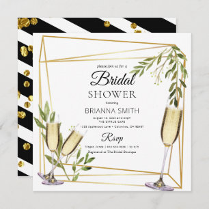 Elegant Gold Geometric Botanical Bridal shower  Invitation