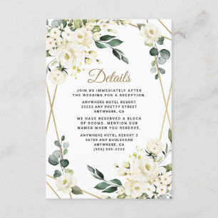 Elegant Gold Geometric Floral Greenery Wedding Enclosure Card