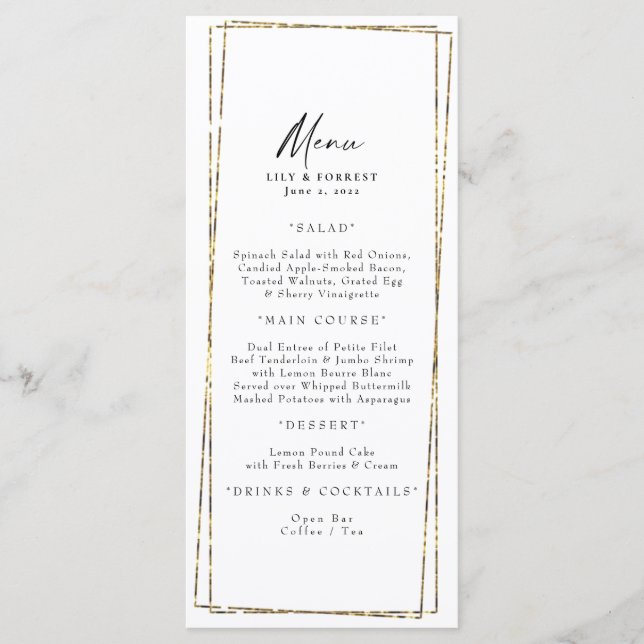 Elegant Gold Geometric Frame Menu (Front)