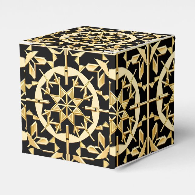 Elegant Gold Geometric Pattern Art Favor Box (Front Side)