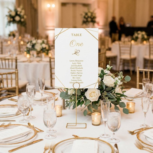 Elegant Gold Geometric Table Number Seating Card (Elegant Gold Geometric Table Number Seating Card.)