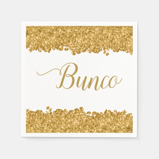 Elegant Gold Girly Bunco Party Napkin (Front)