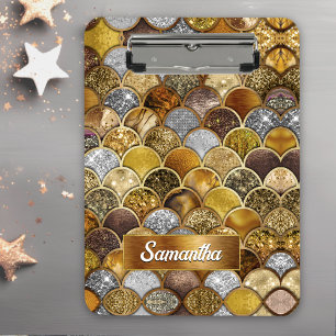 Elegant gold girly mermaid scales clipboard