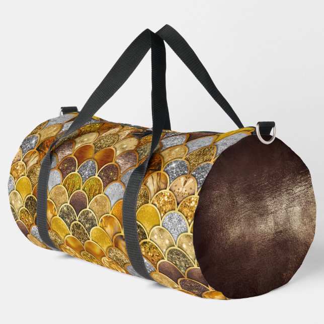Elegant gold girly mermaid scales duffle bag (Left Corner)