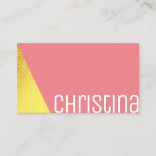 Elegant Gold Girly Pink Triangle Modern Stylish Business Card