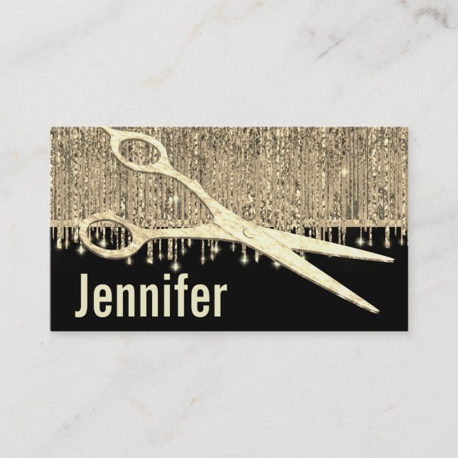 Elegant Gold Glam Hairstylist Appointment Card (Front)
