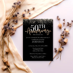 Elegant Gold Glitter 50th Anniversary Party Invitation
