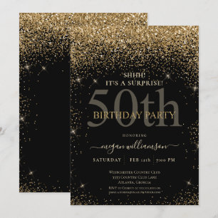 Elegant Gold Glitter 50th Birthday Party Invitation