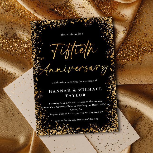 Elegant Gold Glitter 50th Wedding Anniversary Invitation (Creator Uploaded)