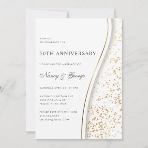 Elegant Gold Glitter 50th Wedding Anniversary Invitation