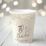 Elegant Gold Glitter 70th Birthday Party Paper Cups<br><div class="desc">Chic personalized 70th birthday party paper cups featuring "70 & Fabulous" in a calligraphy script against a champagne gold background with gold faux glitter drips.</div>