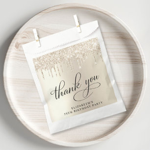 Elegant Gold Glitter 75th Birthday Party Favour Bag