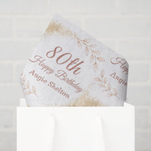 Elegant Gold Glitter 80th Birthday Tissue Paper