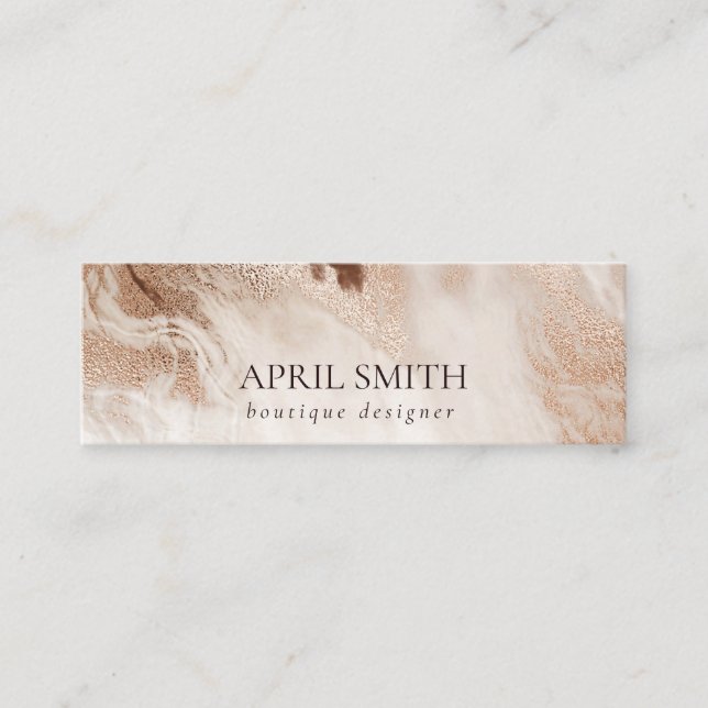 Elegant Gold Glitter Agate Marble Texture Beige Mini Business Card (Front)