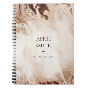 Elegant Gold Glitter Agate Marble Texture Beige Notebook
