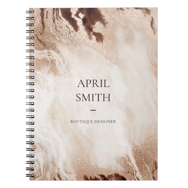 Elegant Gold Glitter Agate Marble Texture Beige Notebook (Front)