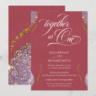 Elegant Gold Glitter Amethyst Modern Red Invitatio Invitation