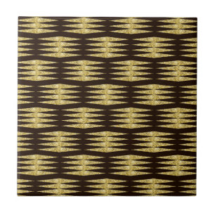 Elegant Gold Glitter Art Deco Pattern Decorative Tile