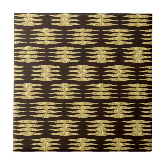 Elegant Gold Glitter Art Deco Pattern Decorative Tile (Front)