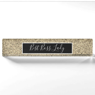 Elegant Gold Glitter Best Boss Lady Nameplate