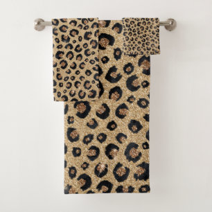 Elegant Gold Glitter Black Leopard