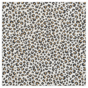 Elegant Gold Glitter Black Leopard Animal Print Fabric